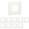ledscom.de 10 luci LED per scale/faretti da incasso a parete FEX per interni ed esterni, di forma quadrata, 85 x 85 mm, bianco caldo