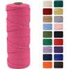 MOMAHUA 2mm Cotone Macramè 100% Naturale,Rosso Rosa 100m Filato Non Sbiancato Senza Chimici per DIY, Bomboniere, Decorazioni - Cordame in Cotone per Crafts