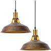 iDEGU 2 Pezzi Lampadario a Sospensione Vintage Industriale 27cm Plafoniera in Metallo E27 Lampadario Soffitto Retro Lampada a Sospensione per Cucina Salotto Sala da Pranzo Cameretta (Bronzo)