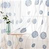 MIULEE Tenda per Camera da Letto, Tende Voile con Blu Ricamata Motivo, Tende Bianche Trasparenti con Occhielli, Tenda Finestra Interni per Casa Soggiorno e Salotto 2 Pezzi,2xL 140 x A 175 cm