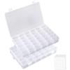 QinyOulhause Set 2 Scatole Trasparenti Portaoggetti in Plastica Organizer con 36 Scomparti Regolabili Impilabili per Gioielli Perline Viti, Esca e Piccoli Oggetti
