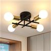 Goeco Lampadario Sputnik Industriale Vintage, Plafoniera Soffitto Moderna E27 a 4 Luci in Metallo, Lampade da Soffitto Nero per Camera da letto, Soggiorno, Sala da Pranzo, Cucina