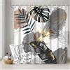 Uiiooazy Tenda Doccia Antimuffa, Uiiooazy Tenda da Doccia 180x200cm Grigio Boho Style Tropical Foglie di Palma Giungla Tende da Bagno Tessuto Lavabile Impermeabile Poliestere Tende Vasca da Bagno con 12 Anelli