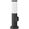 ledscom.de Luce di sentiero/bitta PORU per esterni, IP44, 39 cm, nero, 1x E27 max. 40W, presa di corrente