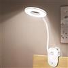 Frog department store Lampada da lettura a clip, alimentata a batteria, luce a clip per letto con 3 livelli di luminosità, ricaricabile tramite USB, lampada da lettura