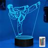 OkiyiD Lampada notturna per taekwondo, per ragazzi e uomini, con illusione 3D, con telecomando in 16 colori, accessori per taekwondo, karate, arti marziali, regalo per ragazzi e uomini, decorazione