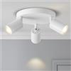 ANWIO Faretti da Soffitto Regolabili Base Rotonda,Faretti da Muro,Lampadario Vintage Bianco con 3 Faretti LED GU10,Lampada da Soffitto,Plafoniera per Negozio,Vetrina(Lampadine Escluse) EUS-EA190811