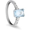 LUXURY MILANO Anello in oro con diamanti ct. 0,09 e acquamarina ct. 1,45