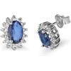 LUXURY MILANO Orecchini contornato in oro con zaffiro ct. 0,90 e diamanti
