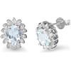 LUXURY MILANO Orecchini contornato in oro con diamanti e acquamarina ct. 0,90