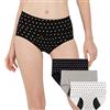 INNERSY Mutande Mestruali Assorbenti Donna Slip Cotone Mutandine Incontinenza Lavabili Pacco da 3 (40, Nero/Bianco/Grigio)