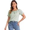 Allegra K Camicetta Scozzese a Quadretti per Top da Donna con Maniche a Sbuffo e Collo Rotondo con Volant Verde M