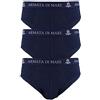Armata di mare 3 Slip Mutande da Uomo Cotone Elasticizzato con Elastico Esterno a Vista e Scritta Bianco Nero Grigio Blu (6/XL, Blu)