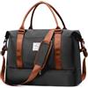 HPLQQ Grande Borsone da Viaggio Donna Bagaglio a Mano, Borsa Sportiva Borsone da Palestra con Scomparto per le Scarpe, Borsa da Weekend, Ospedale Parto, Danza, 50L,A05-Marrone-Nero