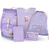 Baagl Set di 5 zaini per la scuola per ragazzi e ragazze (borsa per scuola Airy per 1° classe, astuccio, sacca da ginnastica, grembiule, borsa per il seno), zaino per la scuola elementare, zaino