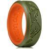 King Will Anelli in silicone da uomo, verde oliva e arancione, fedi nuziali in gomma con design unico a picco di montagna, larghezza 8 mm, spessore 2,2 mm, vestibilità comoda, V 1/2(64.64mm), Silicone