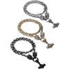 JewelryWe Collana da uomo a forma di lupo vichingo, con ciondolo a forma di martello di Valknut Thor, con catena a maglia bizantina, in acciaio inox, mitologia nordica, amuleto, gioielli per uomini