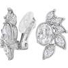 Traveller Orecchini a clip - Donna - Argento - Cristalli - Platinato - Mezzo fiore 20 x 12 mm - 15777, 20x12 mm, Platino Cristallo, cristallo