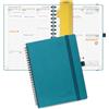 POPRUN Agenda Settimanale 2026 2027 Spirale 22 x 16,5 cm, Weekly Planner 17 Mesi da Ago.2026 a Dic.2027, Righello in Plastica,Copertina Morbida in Pelle Vegana e Carta Spessa da 80 GSM, Verde Pacifico