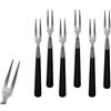 PARENCE. Set di 6 forchette per snack - mini forchette in acciaio e plastica nera - coperchi, snack, formaggio, bacchette per salumi - 10 cm - 6 pezzi