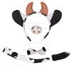 XEPST Set Costume da Mucca Animale, Orecchie e Coda di Mucca con Orecchie, Fascia per Capelli, Papillon, Naso e Coda per Costume da Animale Cosplay Compleanno Halloween Carnevale, Nero