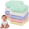 Tundwhite 10 Pezzi Asciugamani Bimbi in Mussola Cotone Naturale Asciugamano Viso Neonato Mussole Asciugamani Bambini, 25cm*25cm Extra Morbidi Asciugamani da Bagno Asciugamani Piccoli Assorbenti Multiuso