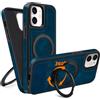 COODIO Cover in Pelle con Supporto Girevole di 360° per iPhone 12 / iPhone 12 PRO 6,1 Pollici, Custodia Magnetica Compatibile con MagSafe, Cover Sottile e Creativa, Blu Reale