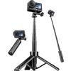 Nineigh Mini Treppiede per Action Camera, 65cm Selfie Stick Treppiede da Tavolo Compatibile con GoPro Hero 13 12 11 10 9 8, DJI Action 5 pro 4 3, Osmo Pocket 3, Insta360