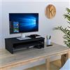 Henor Supporto monitor Rialzo Tv in legno con vassoio estraibile 62 x 32 x 18 cm. Portata 50 kg. Grafite