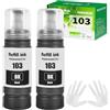 FANSHENG 103 Inchiostro Compatibile con Epson 103 Flaconi di Inchiostro per L1110 L1210 L1250 L3100 L3101 L3110 L3111 L3116 L3150 L3151 L3156 L3160 (2 Pack, Nerox2)