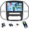 SIXWIN 4+64G Autoradio Android 13 con CarPlay/Android Auto/Mirror Link per Mercedes-Benz Vito 2016,10.1 Pollici HD TouchScreen Schermo Navigatore WiFi Bluetooth 5.0 FM/RDS 32EQ+AHD Retrocamera