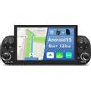 YUNTX [6GB+128GB] Android 15 Autoradio per FIAT Panda MK3 Type 319 2013-2020-[Incorporato Carplay/Android Auto/DSP/GPS]-9" IPS Touch Screen-Camera+MIC Incluso-DAB/Mirror Link/Bluetooth 5.0