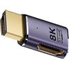 cablecc Adattatore da HDMI maschio a HDMI 2.1 femmina, piatto, orizzontale, angolato a sinistra, 90 gradi, UHD, supporto HDTV 8K 60hz