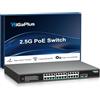 GigaPlus Switch PoE non gestito a 26 porte 2.5Gb con 24 porte PoE Base-T 2.5G, 2 uplink SFP+ 10G, 802.3af/at (PoE+), capacità di commutazione 160Gbps, switch PoE GigaPlus 2.5Gb per NAS/PC 2.5Gb, Router WiFi6