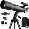 HOROX Telescopio Rifrattore 80 mm, 500 mm, per Adulti e Bambini, con Treppiede Professionale e Adattatore per Telefono, Zaino Telescopico Portatile