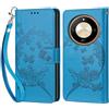 KENHONER Compatibile Cover con Honor Magic 6 Lite,Cover per Honor X50 5G, Premium Pelle PU Portafoglio Flip Libro Custodia Cover per Honor X9b [Protezione Completa] - Blu