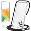 Kilbnom Cover per Samsung Galaxy A33 5G con Cordino, Trasparente Custodia con Laccio Tracolla Cellulare Girocollo Collana Corda Catena Cinghia, Ultra Morbido Silicone TPU Antiurto Case, Nero