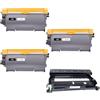 Yowell 3 Toner TN2220 e 1 tamburo DR2200 Compatibili con Brother TN2220 TN-2010 DR2200 per MFC 7360N HL-2130 DCP-7055 DCP-7055W HL-2250DN MFC-7460DN