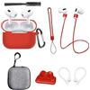 AIYAAIYA Custodia in Silicone Protettiva per AirPods Pro 2 Generazioni: AIYAAIYA Set di Accessori per Apple AirPod 8 in 1 con Supporto per Cinturino dell'orologio/Spazzola per la Pulizia/Portachiavi(Rosso)