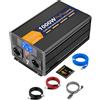 Starkbaer Inverter Puro Sinusoidale 1000W UPS 12V/220V con Caricabatterie 30A, 2 Prese EU, Telecomando 5M, LCD Display - Sicurezza Integrata per Emergenze Domestiche (1000W12V)