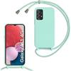 MBSLFY Cover per Cordino con Collana per Samsung Galaxy A13 4G/A04S/A04, Custodia Silicone Morbido con Corda, Case Tracolla Silicone con Necklace Regolabile per Samsung Galaxy A13 4G, Menta verde