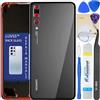 LUVSS Coperchio Copribatteria Scocca Vetro Posteriore Imposta per Huawei P20 PRO (Nero)