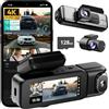 BOTSLAB Dash Cam Auto 3 Canali 4K 360°, Controllo Vocale, Touch, 128GB | Telecamere Anteriore/Posteriore/Interno, Dashcam Auto Tripla, Schermo 3,18, WiFi 5.8GHz,GPS, Loop Recording, Parcheggio 24/7