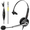 Wantek Cuffie Telefono Fisso Monoaurale con Microfono a Cancellazione del Rumore e Controllo del Volume, Auricolare Ufficio per Yealink Avaya Cisco Grandstream Panasonic KXT Telefoni IP