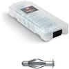 TOX L-BOXX Micro Acrobat in cassetta di smistamento impilabile e cliccabile, con tasselli a cavità metallica in 4 misure M4x38, M5x37, M5x65 e M6x52 mm, 34 pezzi, 094901804