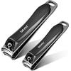 BEZOX Set di clip per unghie - acciaio inox ultra Sharp per unghie e clip per unghie & comodo ed ergonomico, per adulti, bambini Nero Scuro