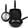 Nerthus FIH 1682 set padelle in alluminio pressofuso Ø 20-24 cm + griglia antiaderenti Quantanium adatte induzione gas vetroceramica manico ergonomico resistente al calore