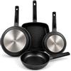 Nerthus FIH 1684 set padelle in alluminio pressofuso Ø 18-22-26 cm + griglia antiaderenti Quantanium adatte induzione gas vetroceramica manico ergonomico resistente al calore