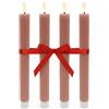 Relaxdays Candele LED Bastoncino, Set 4, Fiamma tremolante, Vera Cera, scanalature, Senza Fiamma, Rosa Antico 25x2 cm