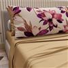 PETTI Artigiani Italiani - Lenzuola Matrimoniali Cotone con Federe in Stampa Digitale, Lenzuolo Completo Letto Matrimoniale Fantasia Floreale 7 Tortora, 100% Made in Italy